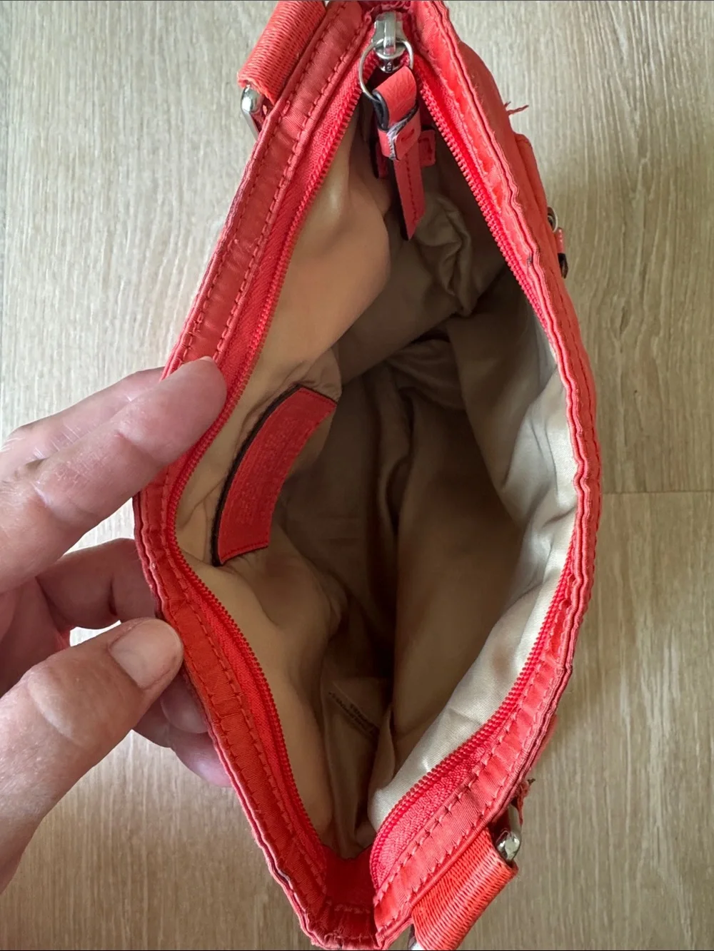 Coach Red Signature Nylon Crossbody Pouch